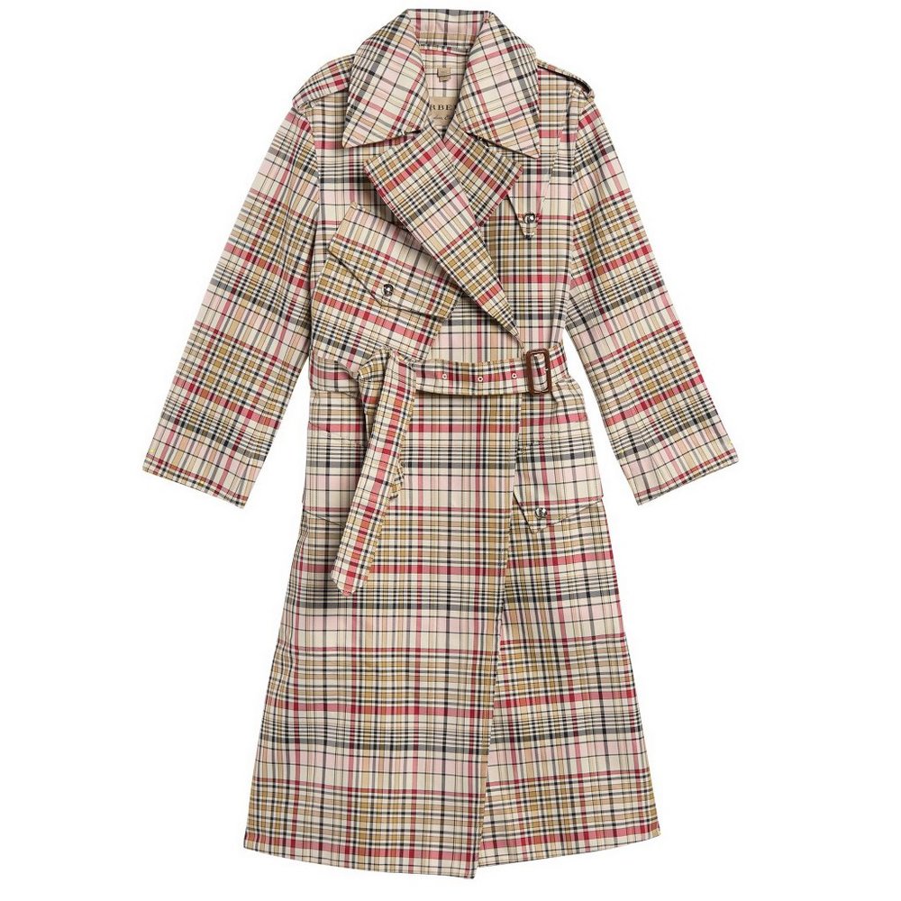 NWT Burberry Check Rain Trench Coat, US 4